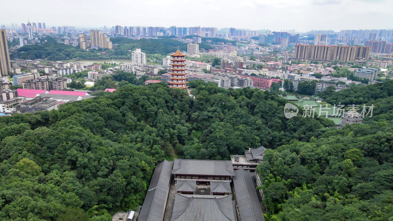 旅游景区湖南益阳栖霞寺航拍