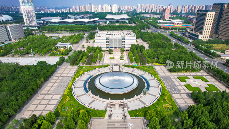 河北沧州博物馆图书馆科技馆市民广场航拍