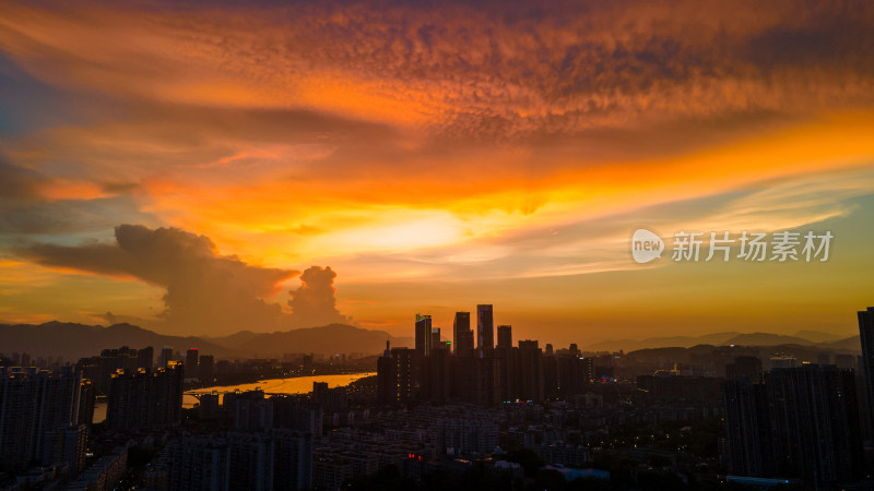 夕阳福州城市风光