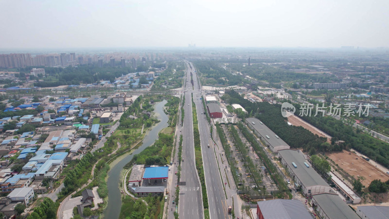 航拍河南开封城市建设郑开大道