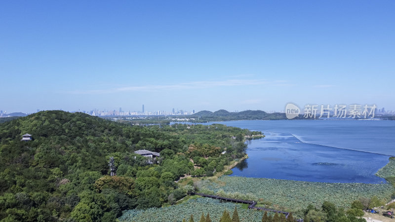 武汉洪山区吹笛景区航拍