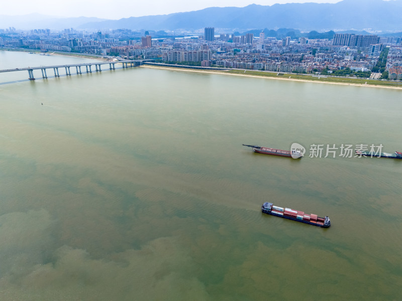 水运船只肇庆西江航拍图