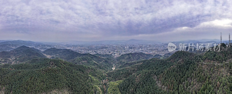 湖南怀化城市风光全景图航拍