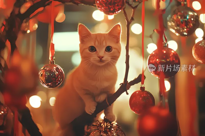 猫冬季新年氛围图