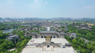 航拍湖北襄阳中国唐城影视基地