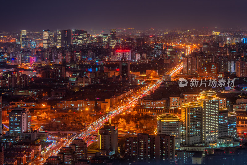 俯瞰北京西三环和丽泽商务区夜景