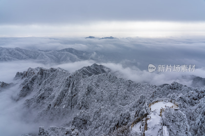 山川大雪云海航拍风景观景台