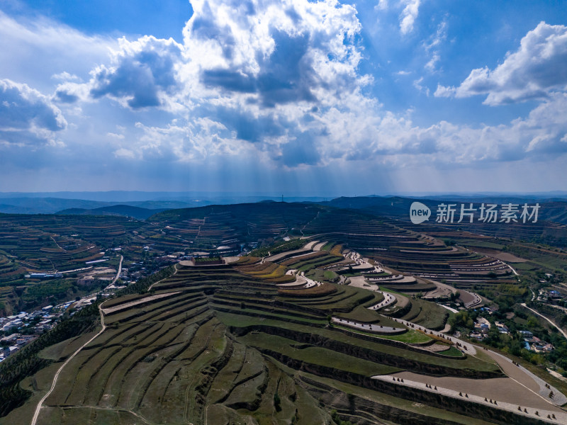 高原农业种植地航拍图