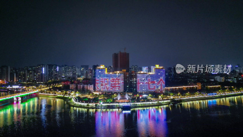 航拍湖北襄阳夜景