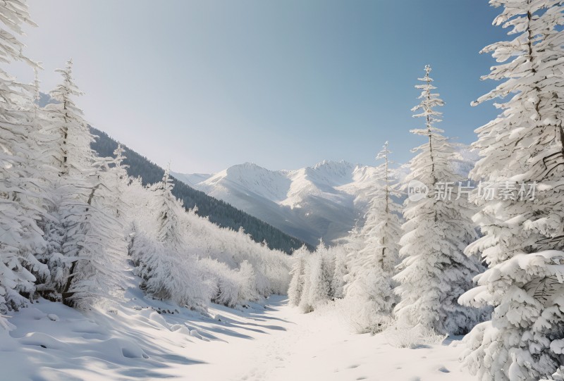 冬季森林白雪覆盖风景