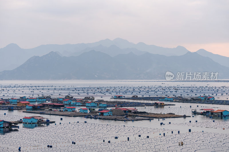 福建宁德霞浦东壁三沙码头平静海上养殖场