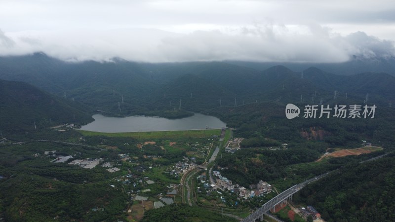 航拍广东省东莞市清溪镇城市风光