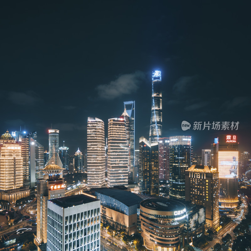 上海浦东新区-城市风光夜景航拍