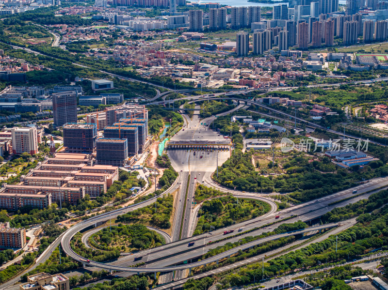 福建厦门互通集美区城市风景航拍