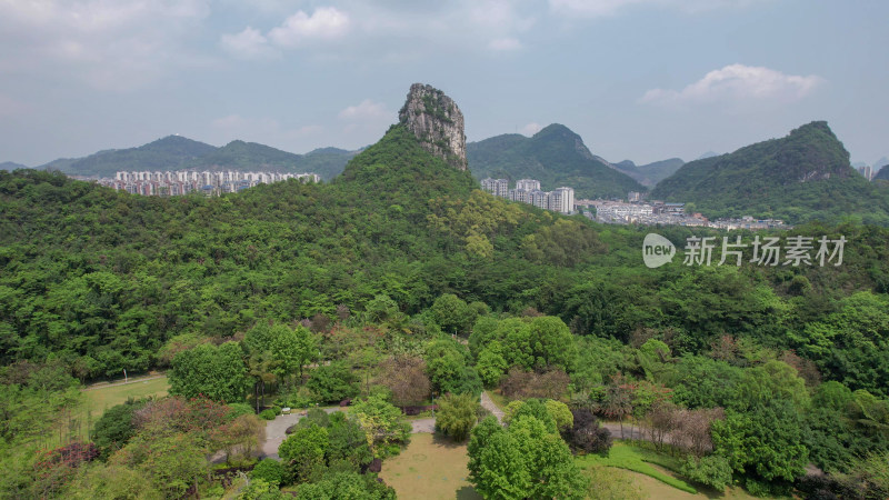 航拍广西柳州马鹿山奇石博览园