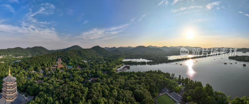 中国杭州西湖雷峰塔日落 西湖十景雷峰夕照