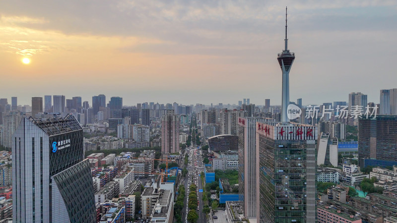 航拍成都天府熊猫塔地标建筑摄影图