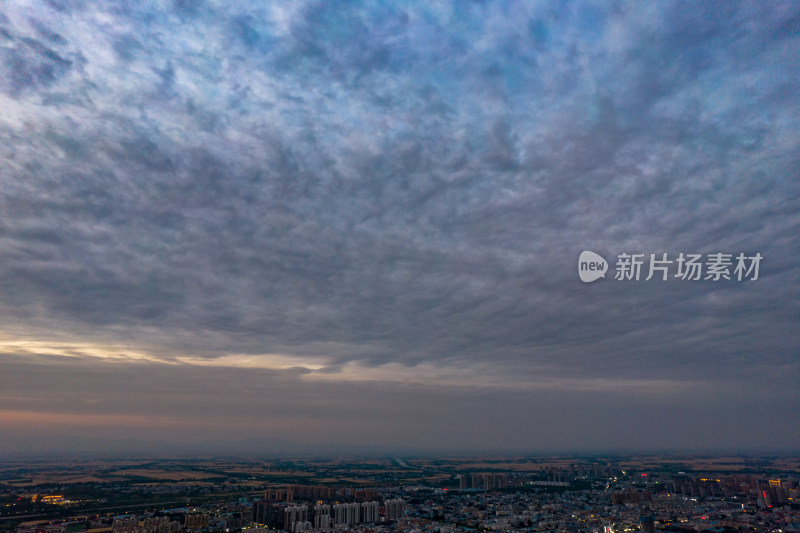 河南平原晚霞夕阳城市航拍图