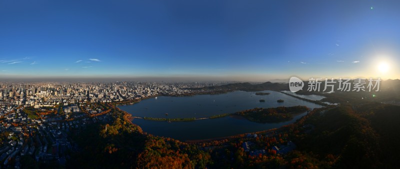 杭州西湖区城市风光航拍