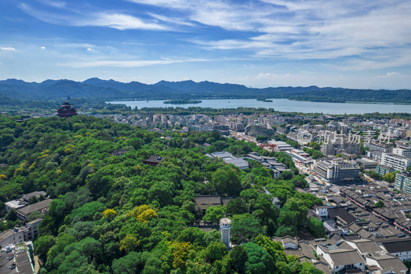 杭州吴山景区伍公庙航拍