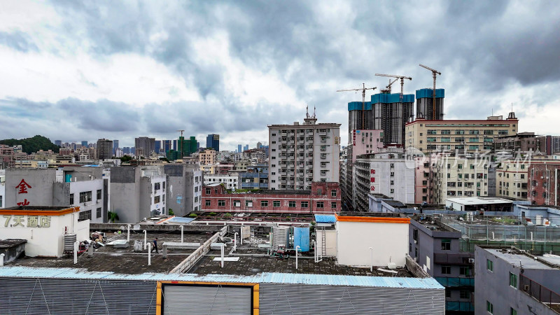 广东深圳城市风光龙华区城市建设航拍图