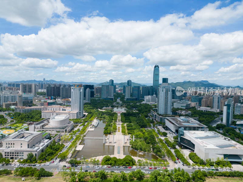 航拍浙江台州市民广场