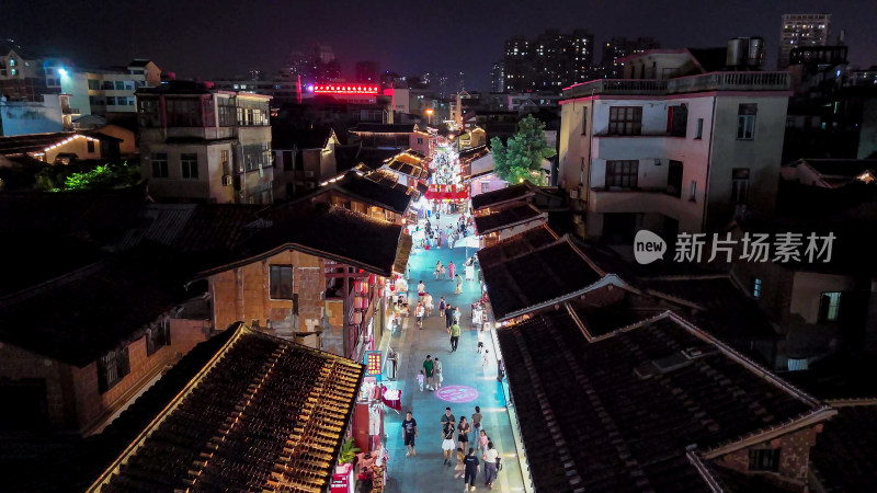 福建莆田兴化府历史文化街区夜景航拍图