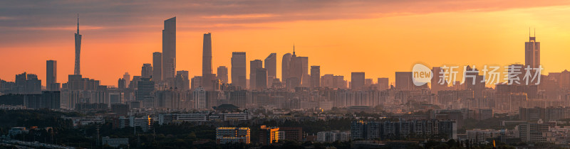 广州城市天际线黄昏全景 暮光之城