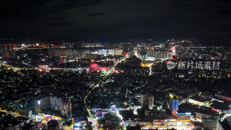 玉林城市大景夜景灯光航拍图