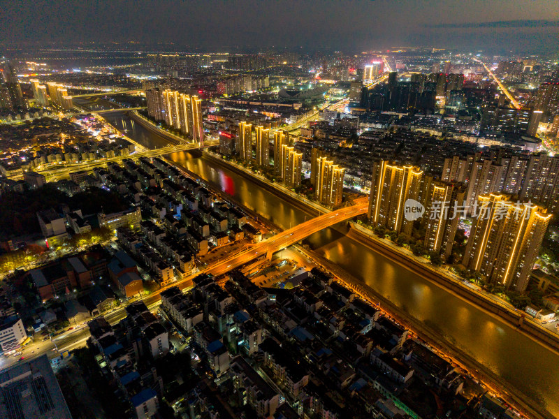 芜湖城市夜景灯光航拍图