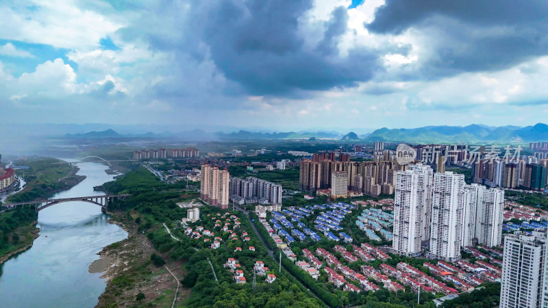 广西来宾城市建设城市风光航拍图