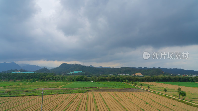 广东区县新农村春季春耕土地农田播种