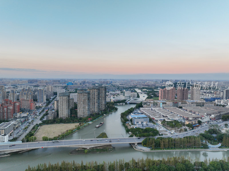 航拍昆山城区建筑风光大景