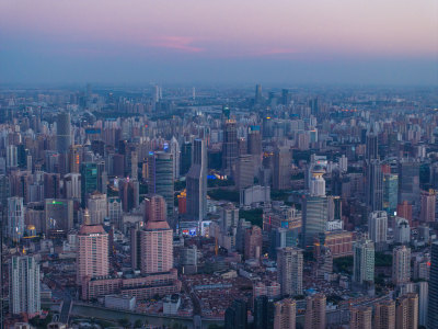 航拍上海现代都市摩天大楼陆家嘴外滩夜景