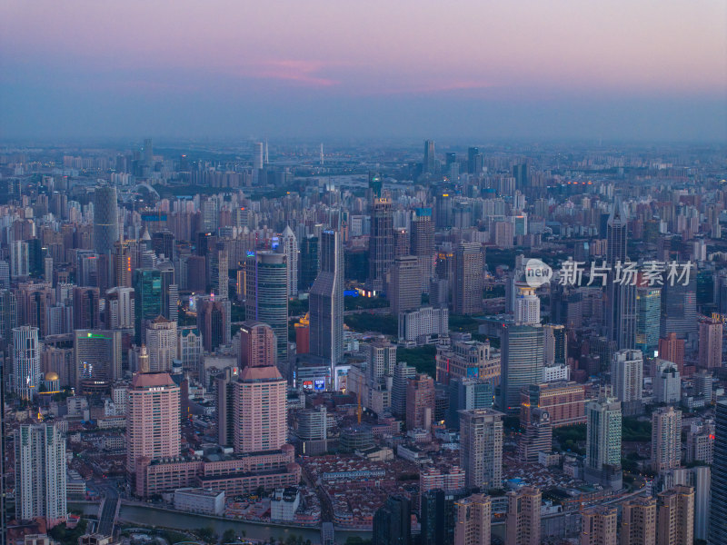 航拍上海现代都市摩天大楼陆家嘴外滩夜景