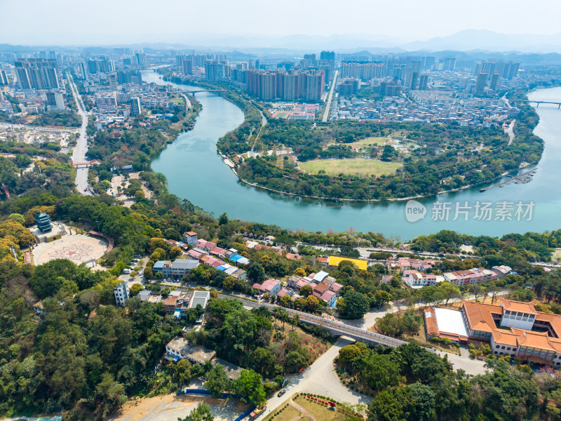 航拍广西百色城市风光