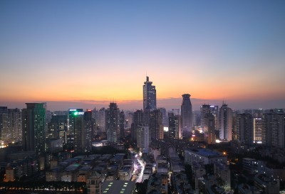 广西南宁地王大厦城市风光建筑夜景