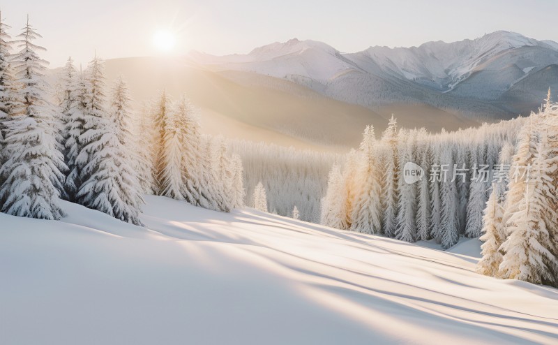 冬季森林白雪覆盖风景