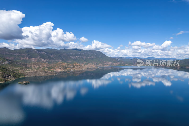 云南丽江泸沽湖摩梭族美景高空航拍