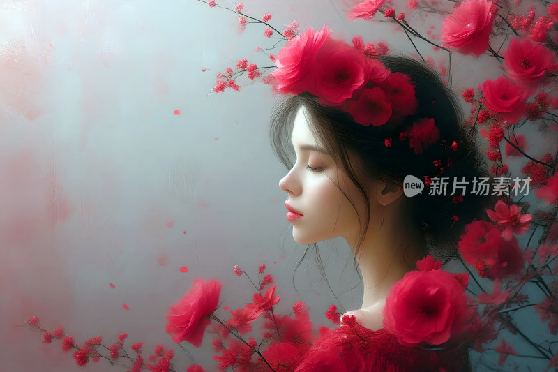 妇女节背景图美女花朵