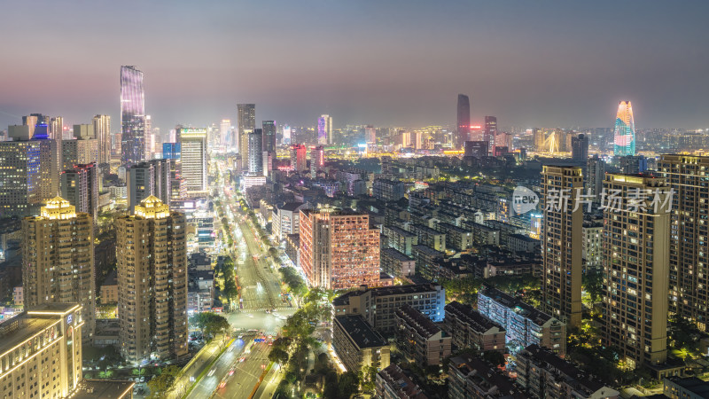 宁波鄞州都市夜景的流光溢彩