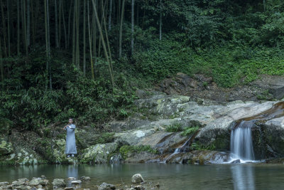 浙江天台山石梁飞瀑风景