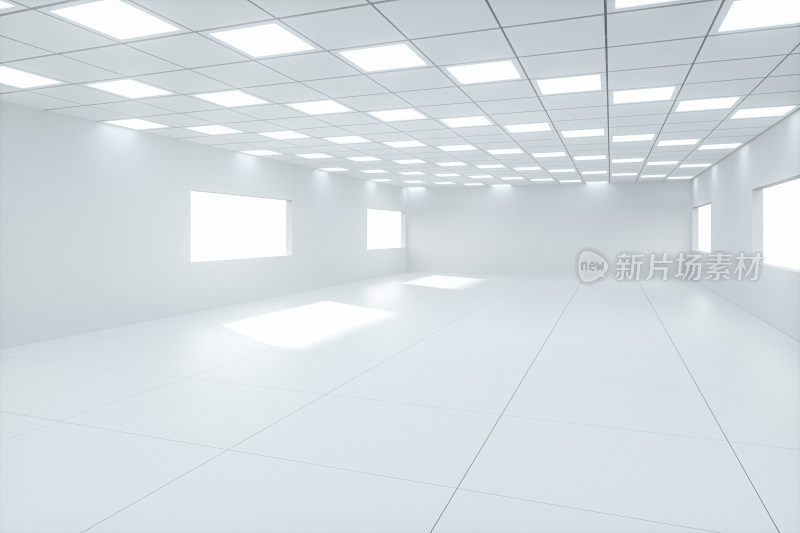 纯白色概念室内空间背景 三维渲染