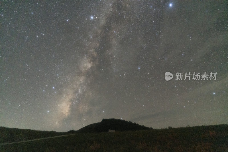 璀璨星空下的夜晚草地景象