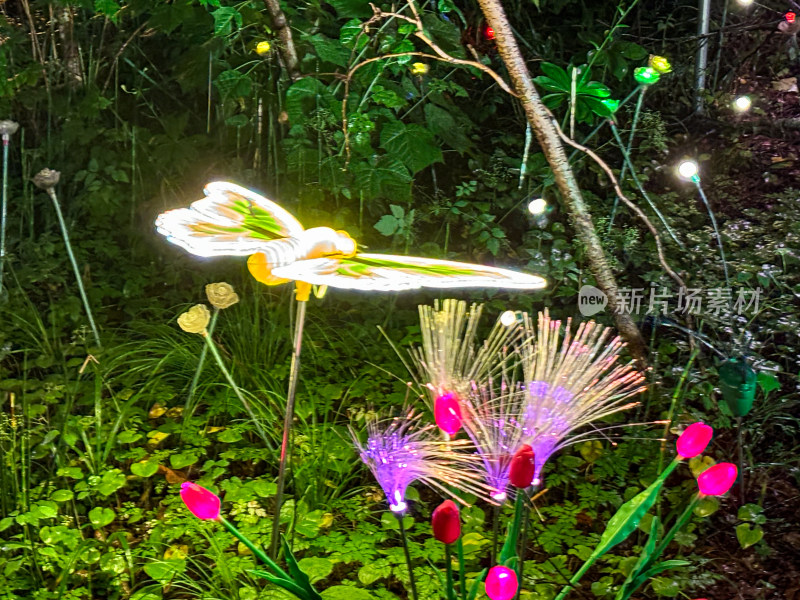 吉林延边长白山大戏台河风景区灯光夜景