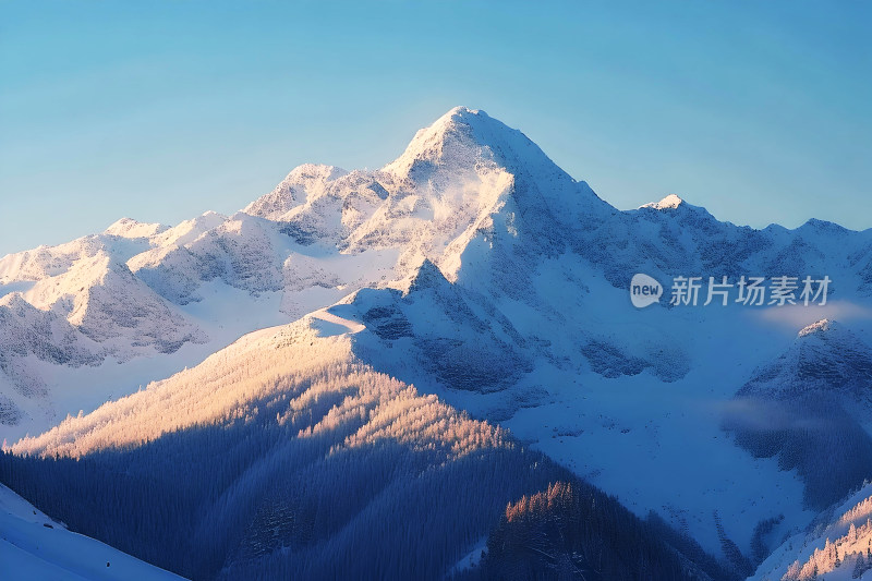 雪山风景冬天天空户外