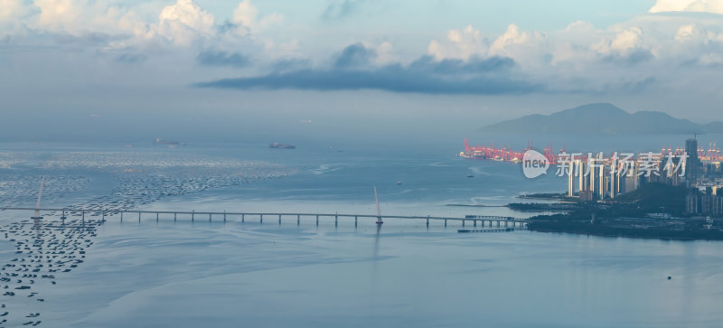 深圳南山日出剧场前海日出航拍