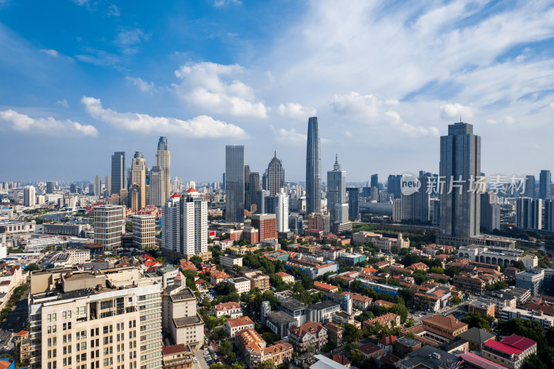 天津海河风景欧式风情街区城市建筑风光航拍