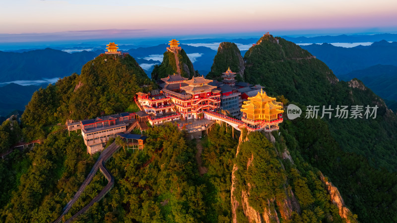 河南老君山金顶建筑群航拍