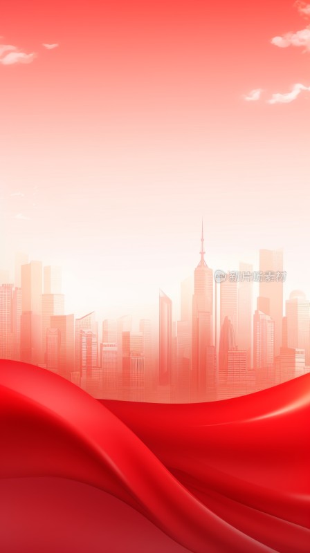 红色主题，城市概念背景